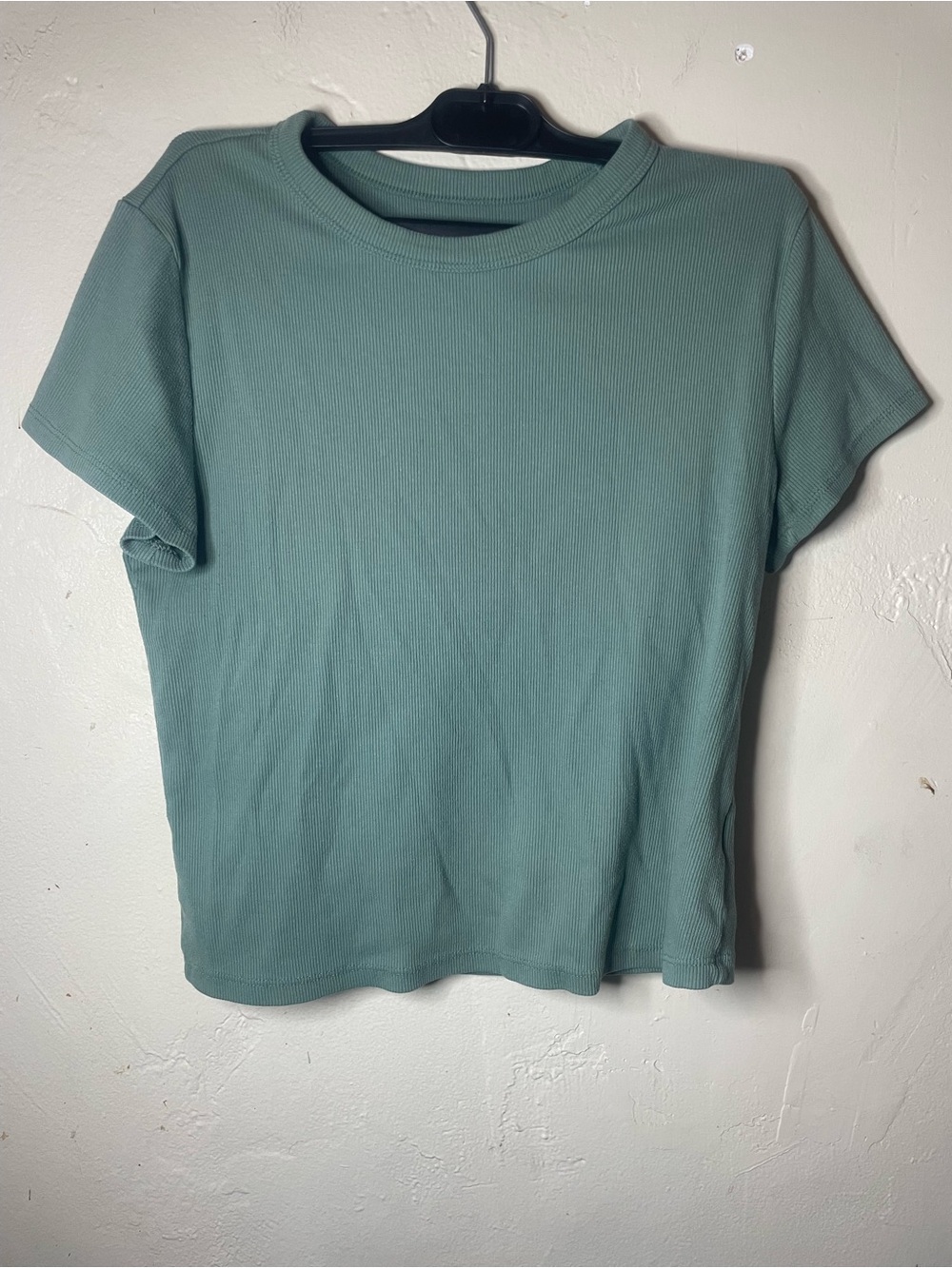 Old Navy Womens Ribbed Knit Crew Neck Short Sleeve T-Shirt Size L Green